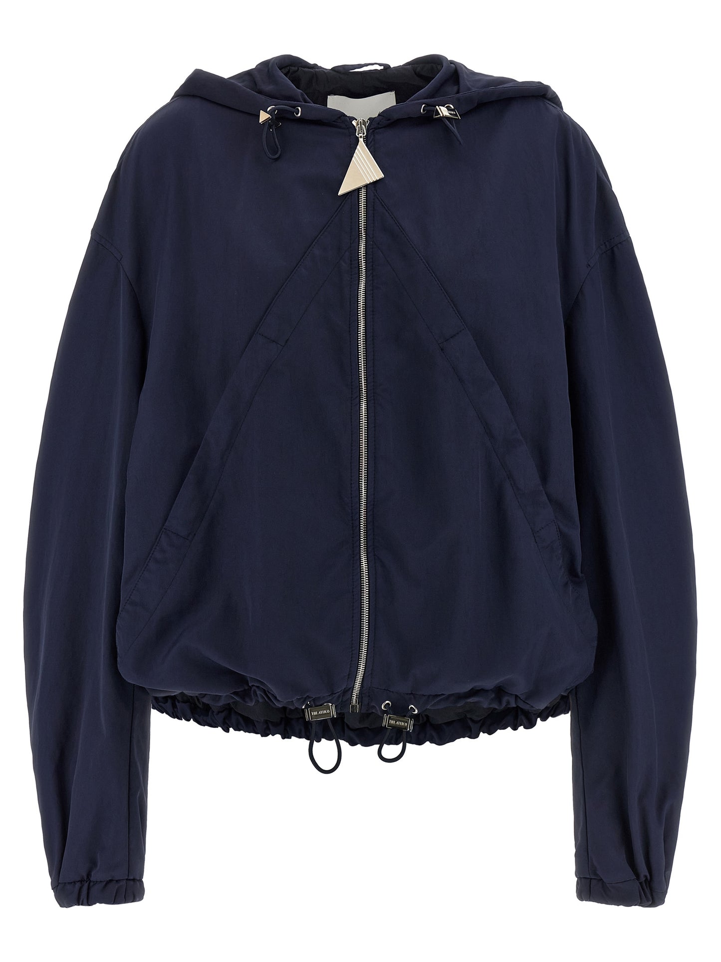 Hooded Bomber Jacket by The Attico for women in nylon blue features an contemporary silhouette, showcasing a sophisticated hooded neckline and contemporary pockets & hooded for a truly refined look.