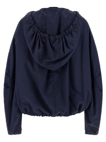Hooded Bomber Jacket by The Attico for women in nylon blue presents a effortlessly chic silhouette, showcasing a sophisticated hooded neckline and premium pockets & hooded for a truly effortlessly chic finish.