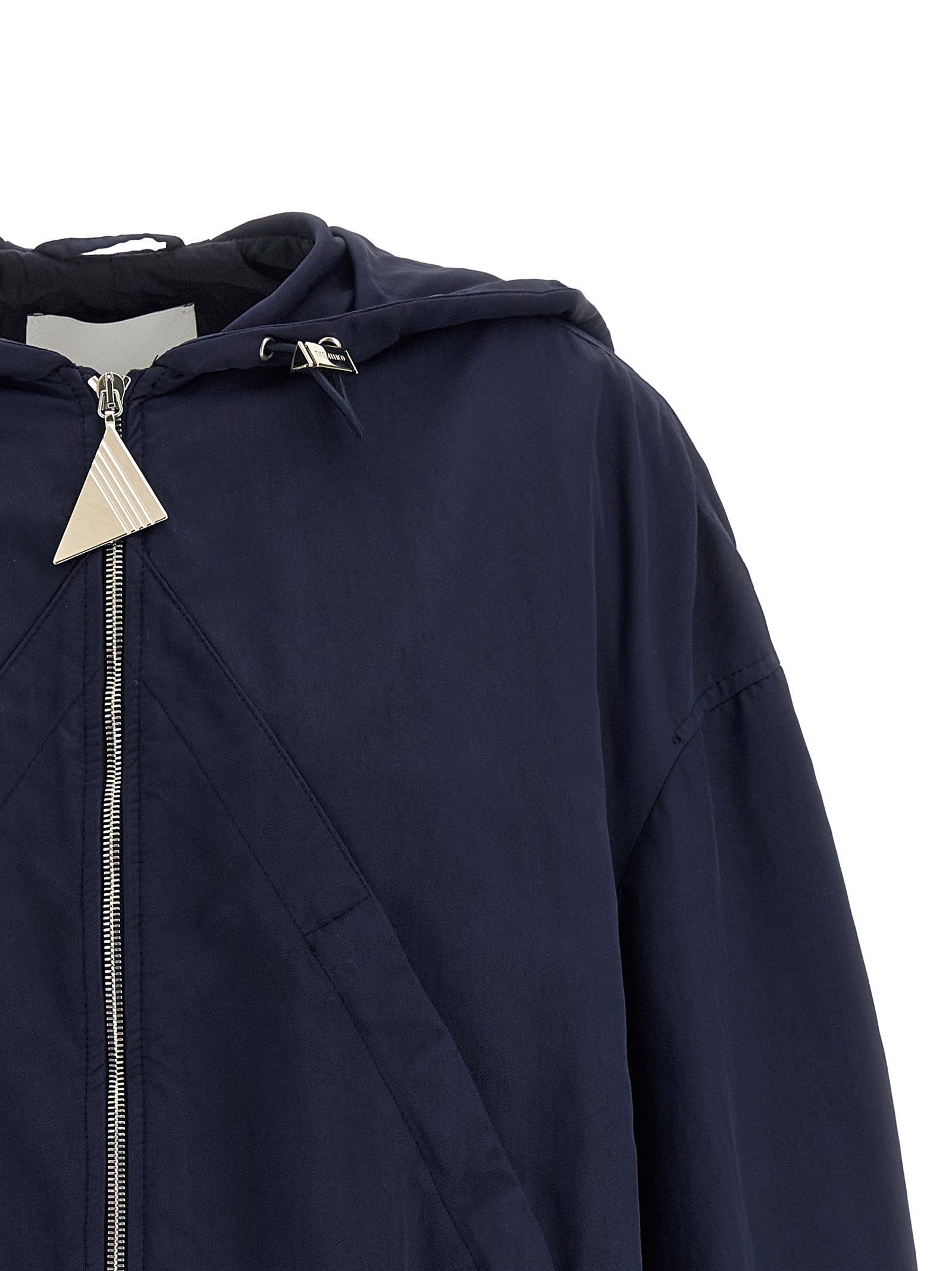 Hooded Bomber Jacket by The Attico for women in nylon blue features an on trend silhouette, showcasing refined pockets & hooded and a sophisticated hooded neckline for a truly on trend finish.
