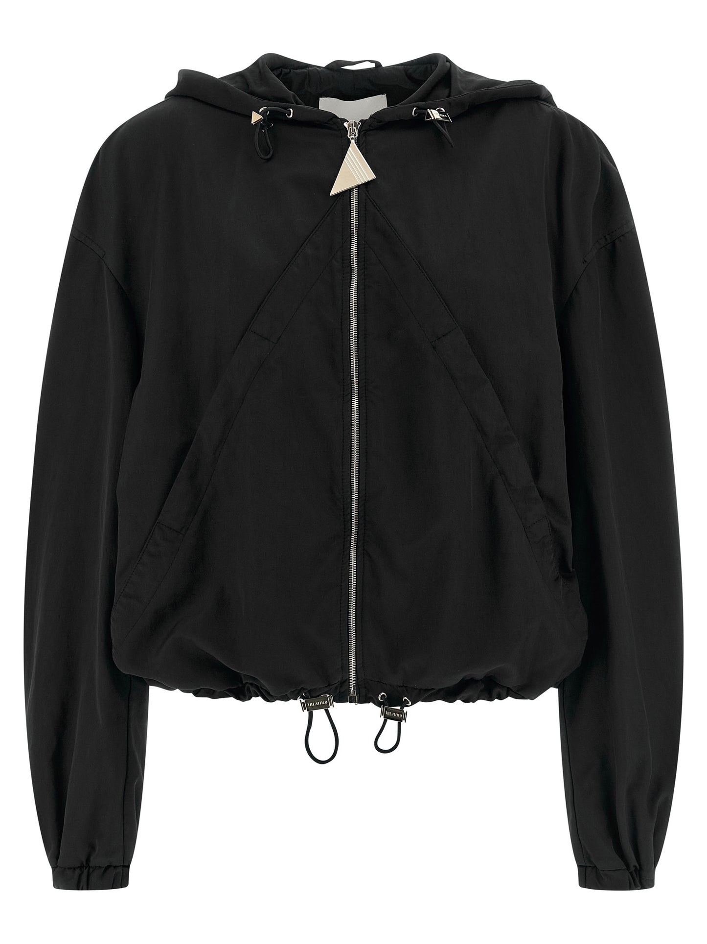Hooded Bomber Jacket by The Attico for women in polyester & nylon black presents a effortlessly chic silhouette, showcasing a sophisticated hooded neckline and premium pockets & hooded for a truly effortlessly chic finish.