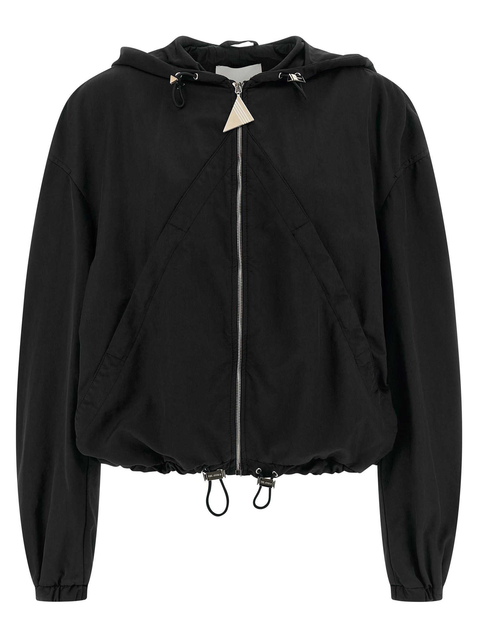 Hooded Bomber Jacket by The Attico for women in polyester & nylon black presents a effortlessly chic silhouette, showcasing a sophisticated hooded neckline and premium pockets & hooded for a truly effortlessly chic finish.