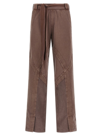 The Attico Ribbon Women's Stretch Cotton Casual Pants - Brown
