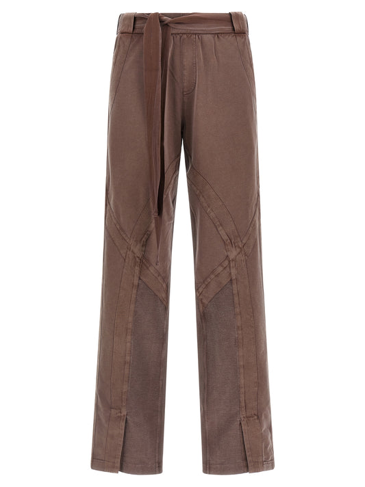 The Attico Ribbon Women's Stretch Cotton Casual Pants - Brown