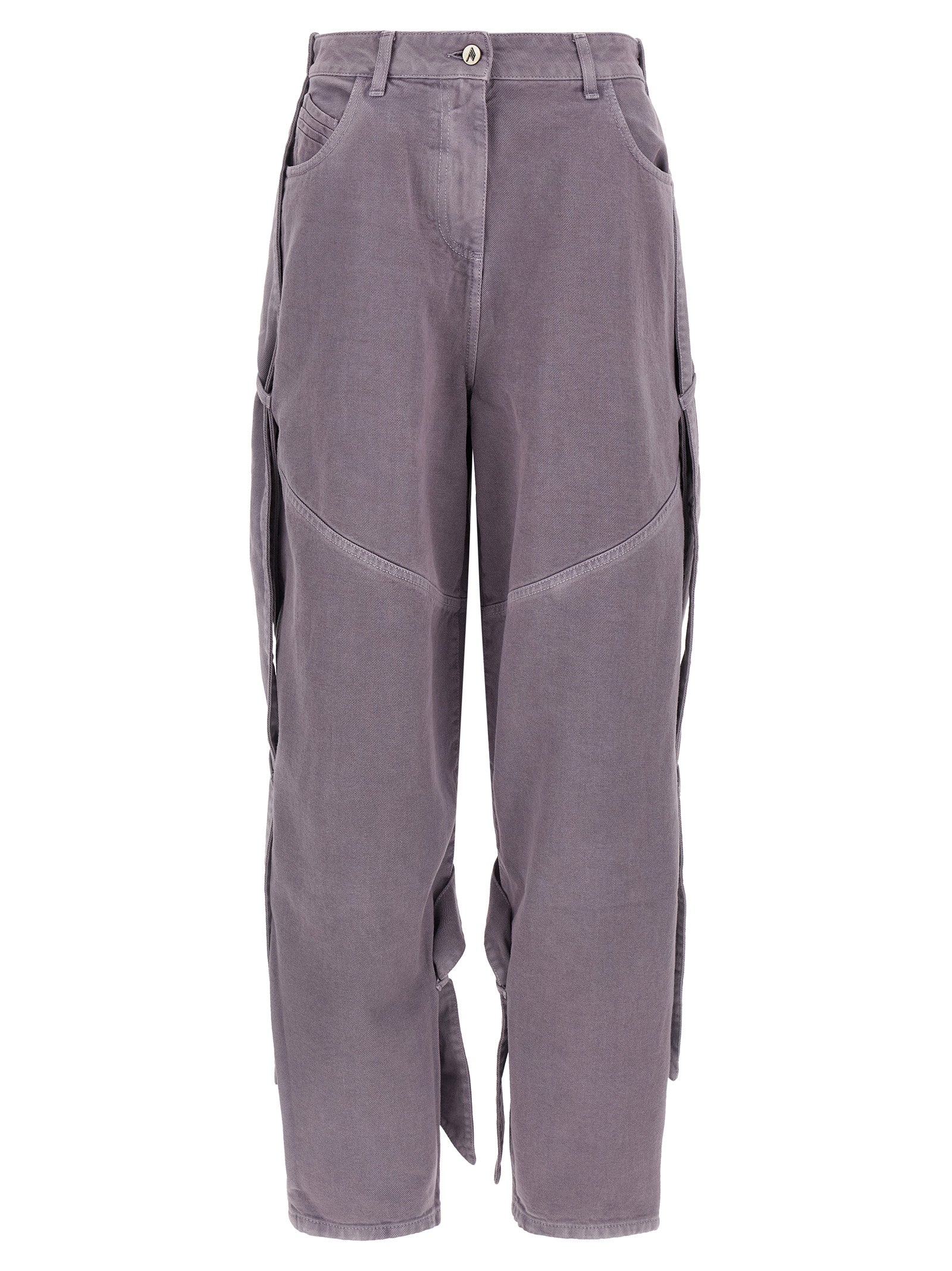 Cargo Pants by The Attico for women in cotton denim purple & signature features an tailored tapered-leg & wide with a and long, creating a tailored utilitarian silhouette.