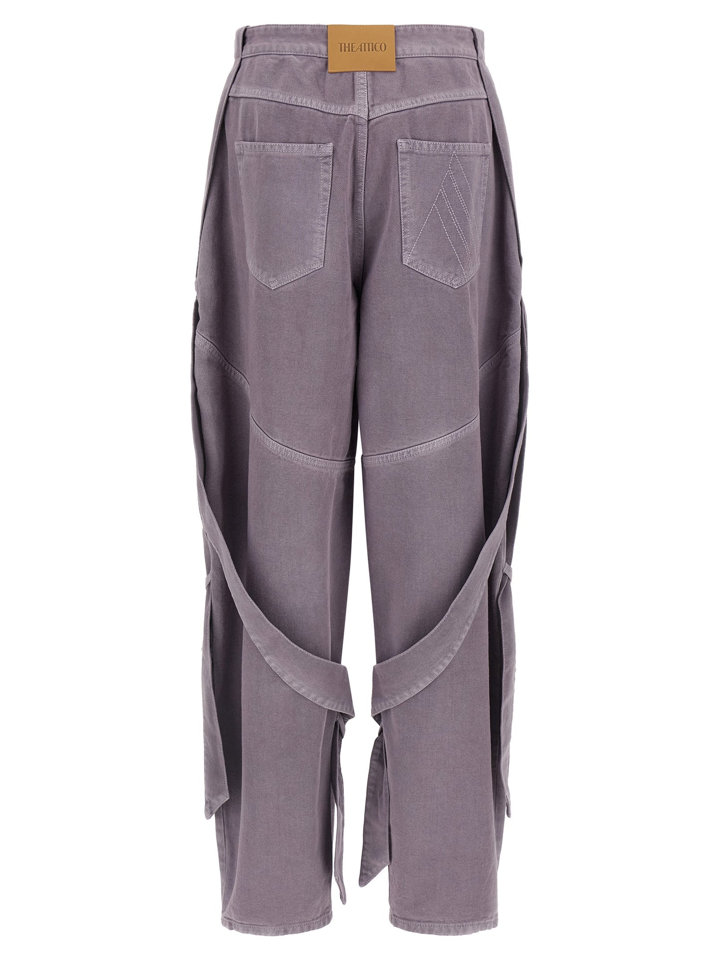 Cargo Pants by The Attico for women in cotton denim purple & signature features an smart casual tapered-leg & wide and long, expertly tailored with a and smart casual utilitarian details for a sophisticated look.
