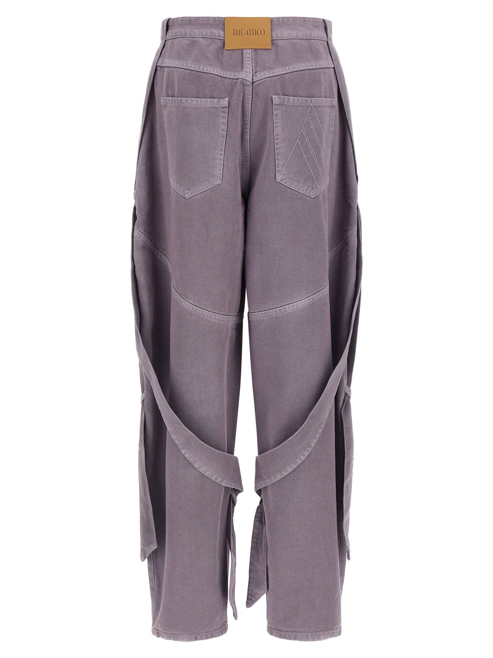 Cargo Pants by The Attico for women in cotton denim purple & signature features an smart casual tapered-leg & wide and long, expertly tailored with a and smart casual utilitarian details for a sophisticated look.