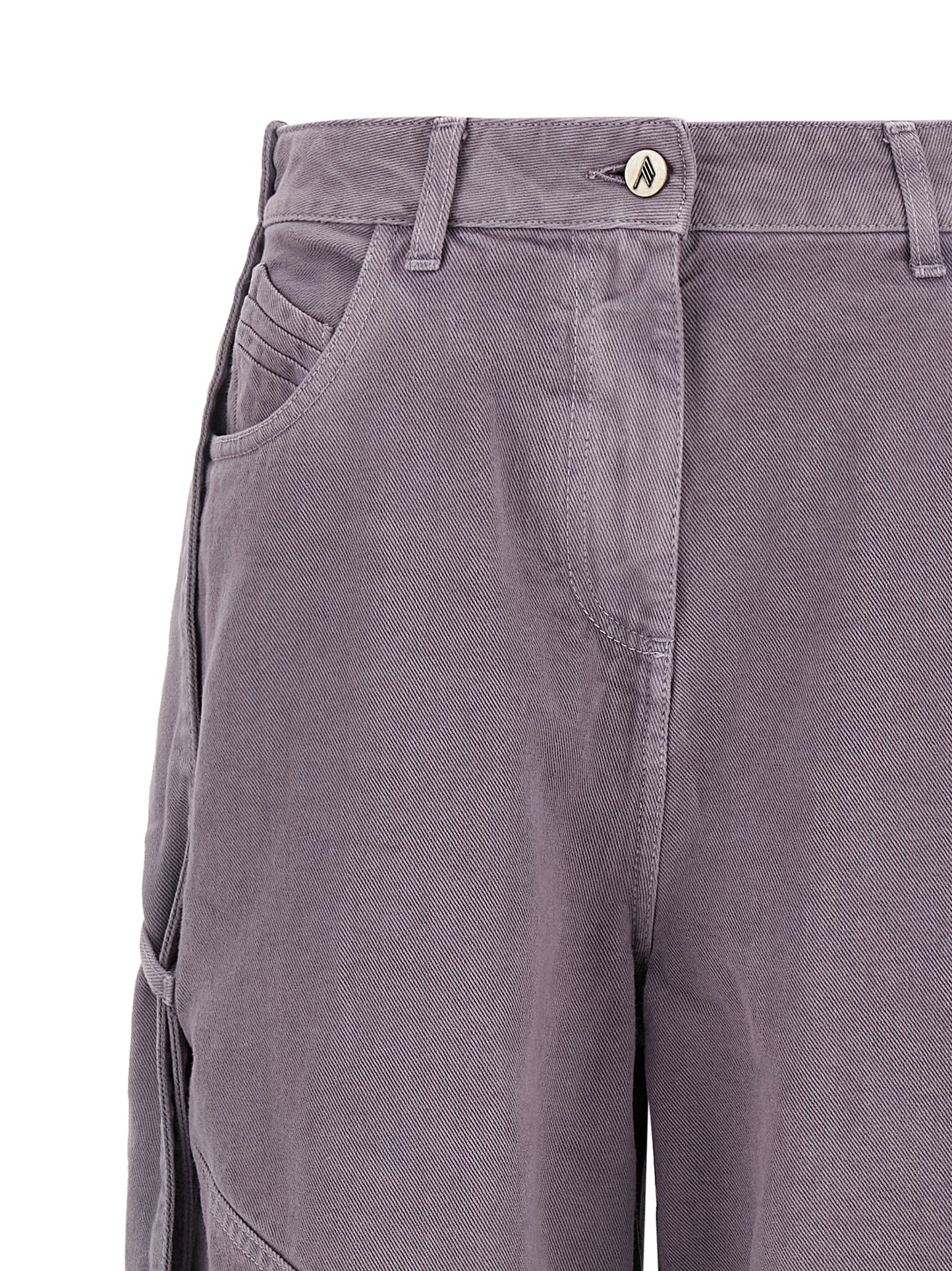 Cargo Pants by The Attico for women in cotton denim purple & signature features a architectural tapered-leg & wide with a architectural long and architectural .