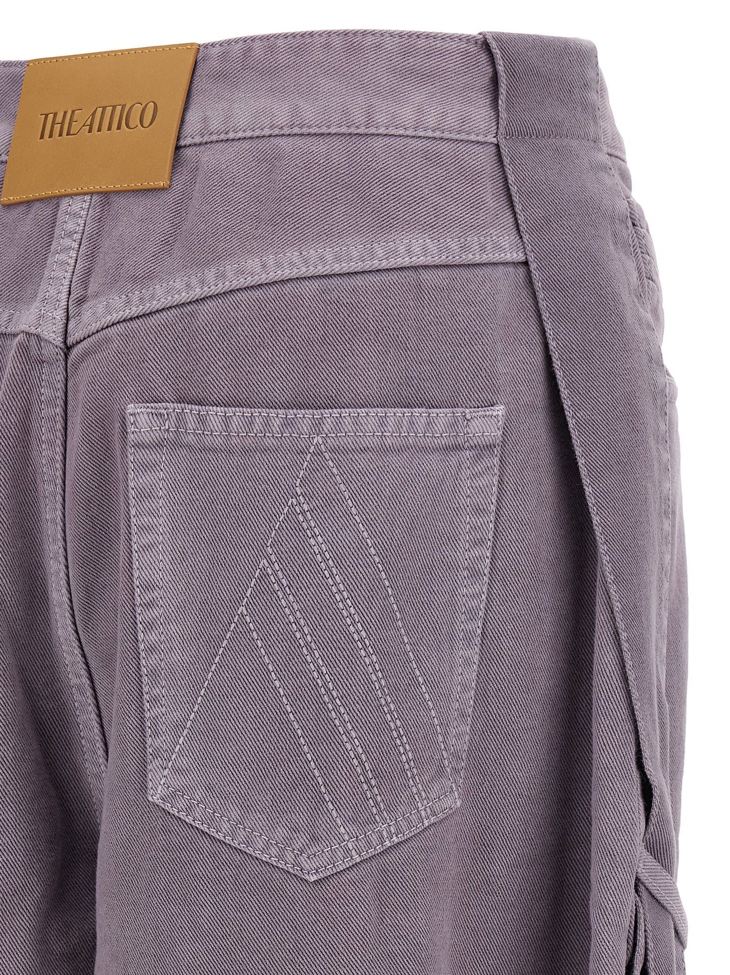 Cargo Pants by The Attico for women in cotton denim purple & signature presents a on trend silhouette, artfully finished with a on trend tapered-leg & wide, long, and for a sophisticated look.