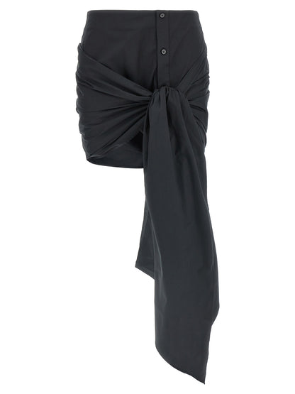 Skirt by The Attico for women in stretch cotton black features a sublime silhouette, showcasing the sublime design of the Women's Stretch Cotton Skirt in a sophisticated mini long.