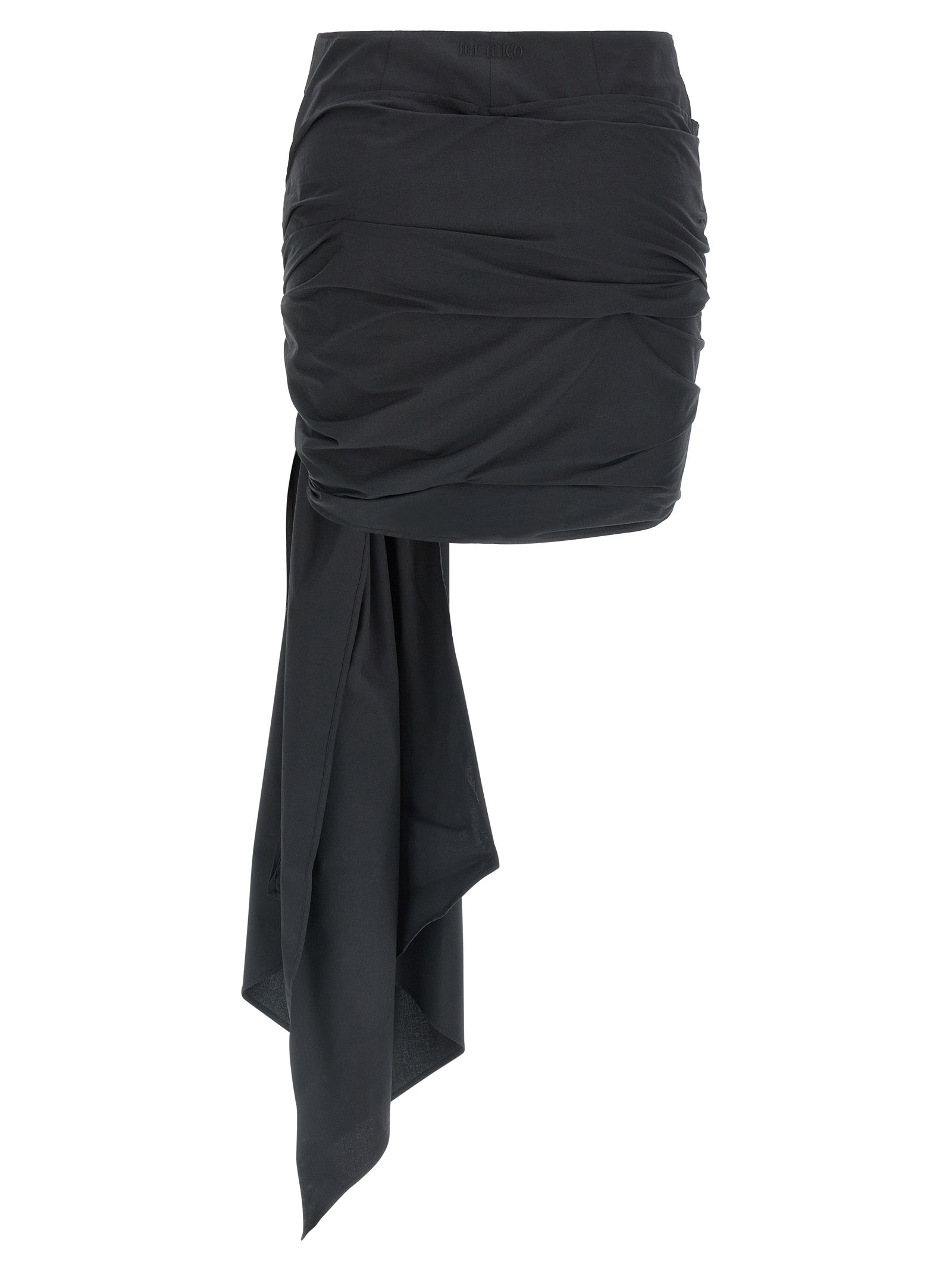 Skirt by The Attico for women in stretch cotton black features a contoured silhouette from the Women's Stretch Cotton Skirt collection, characterized by its contoured mini long for a contoured finish.