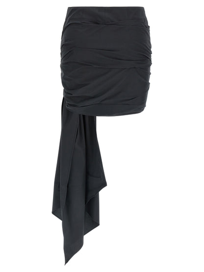 Skirt by The Attico for women in stretch cotton black features a contoured silhouette from the Women's Stretch Cotton Skirt collection, characterized by its contoured mini long for a contoured finish.