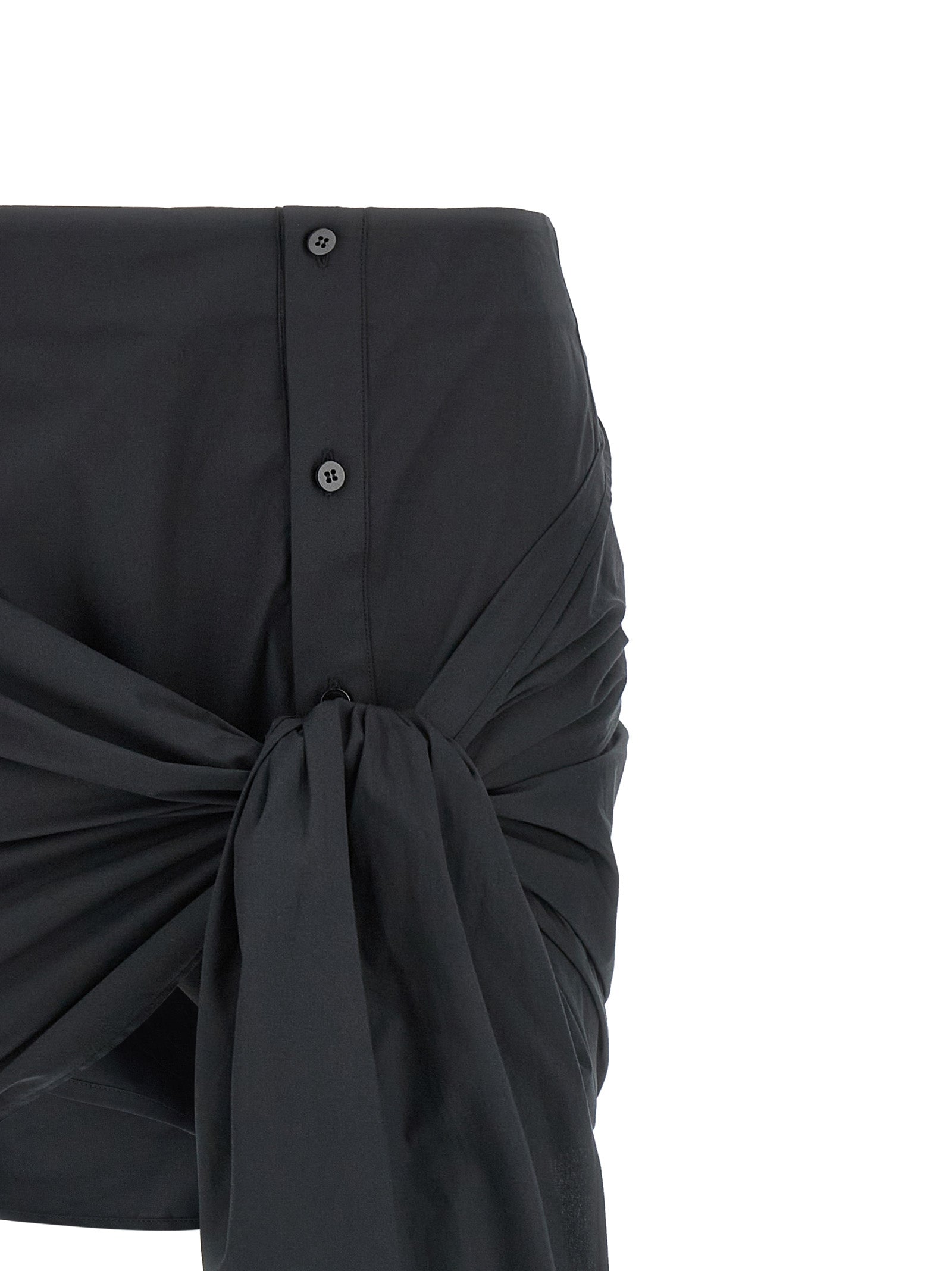 Skirt by The Attico for women in stretch cotton black showcases a dramatic silhouette, artfully capturing the essence of the Women's Stretch Cotton Skirt in a dramatic mini long cut for a refined look.