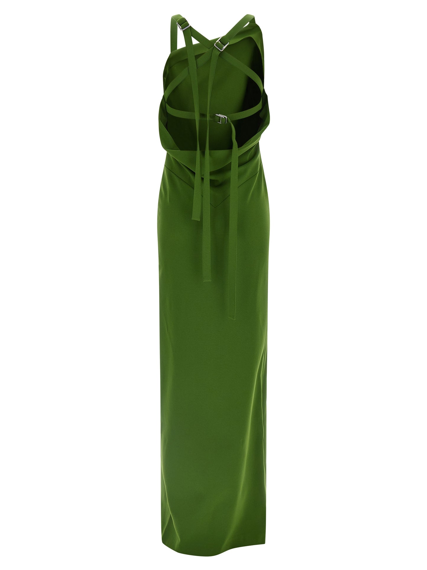 Dress by The Attico for women in polyamide silk viscose bicolour & green features an eye catching silhouette with a sophisticated split neckline, elegant , and a refined long for a eye catching aesthetic.