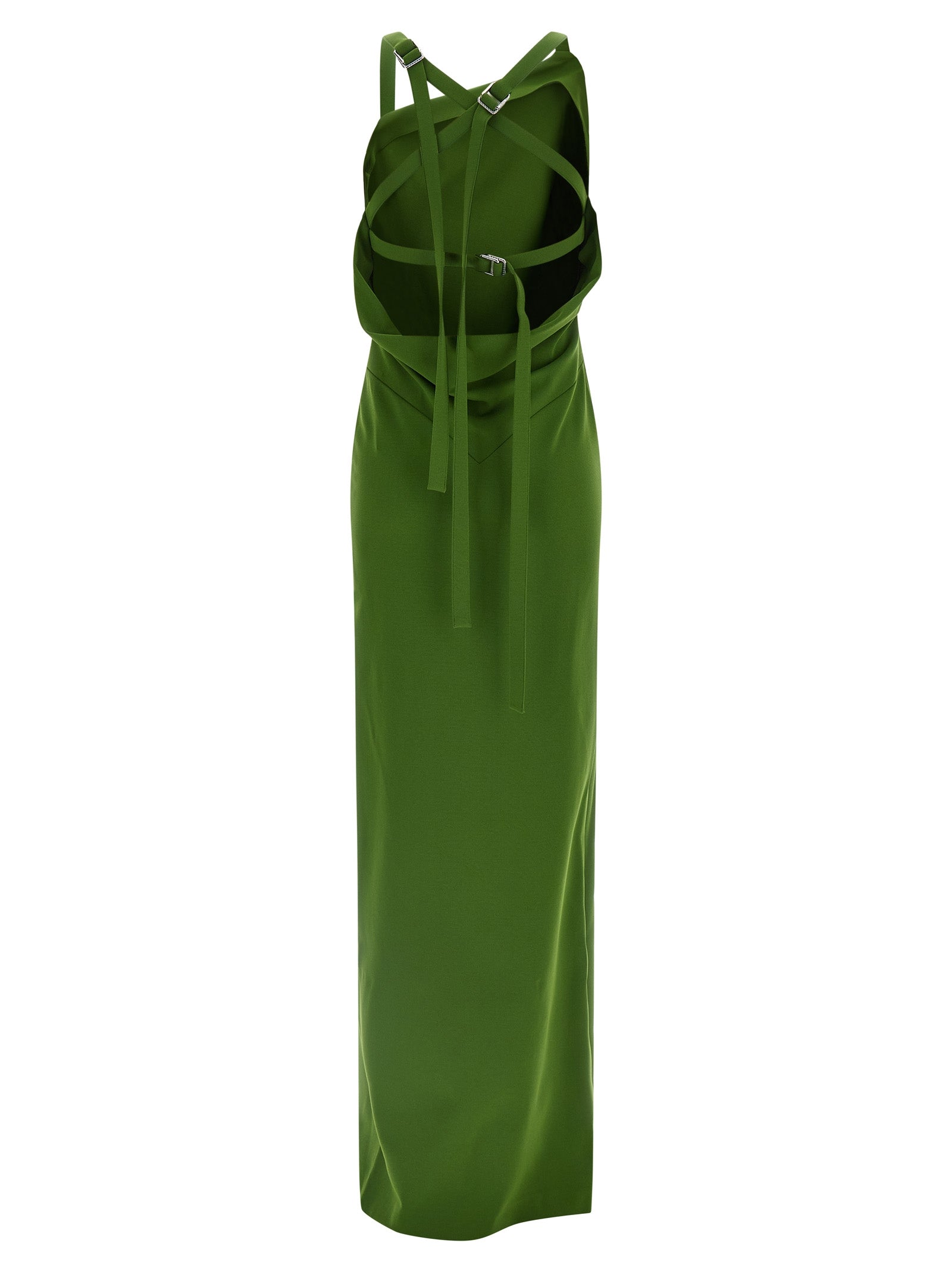 Dress by The Attico for women in polyamide silk viscose bicolour & green features an eye catching silhouette with a sophisticated split neckline, elegant , and a refined long for a eye catching aesthetic.