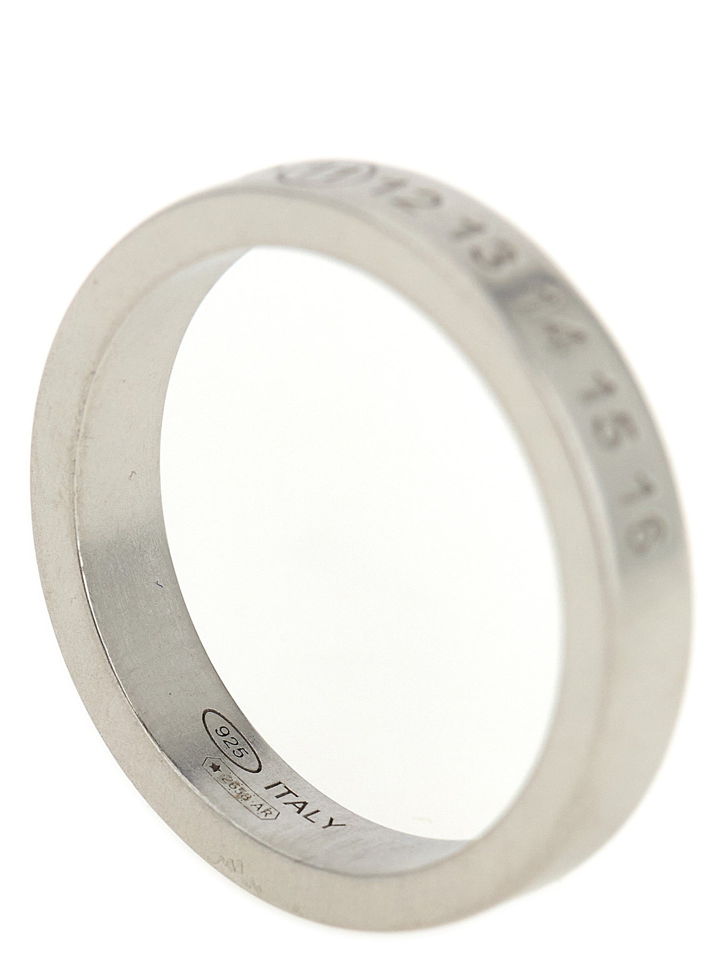 Ring by Maison Margiela for men in calfskin leather silver showcases a statuesque silhouette, artfully capturing the essence of the statuesque Men's Silver Ring design for a sophisticated look.