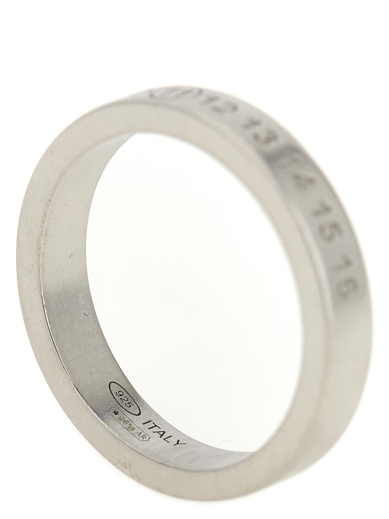 Ring by Maison Margiela for men in calfskin leather silver showcases a statuesque silhouette, artfully capturing the essence of the statuesque Men's Silver Ring design for a sophisticated look.