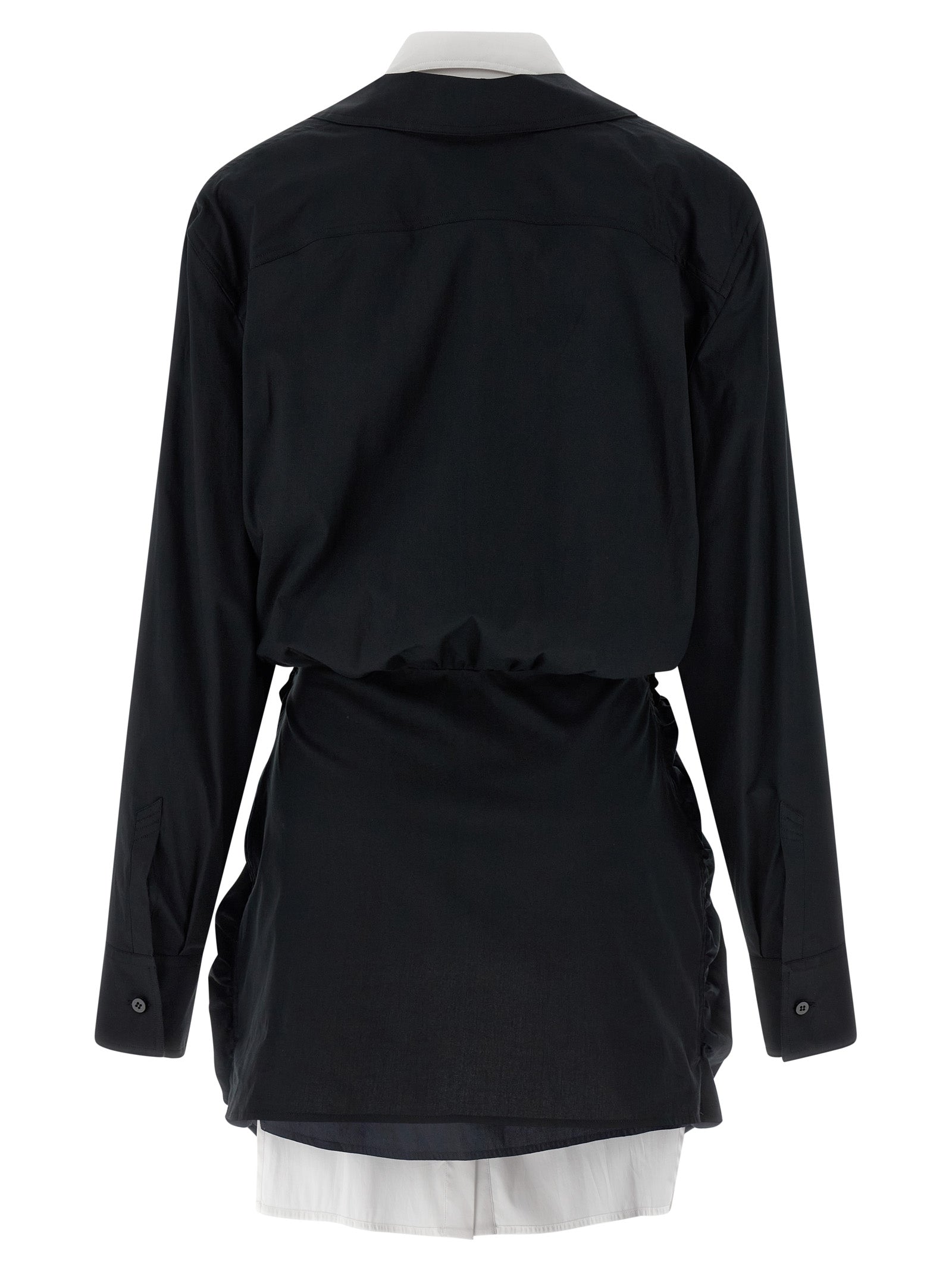 Dress by The Attico for women in stretch cotton bicolour, black & white features a dramatic silhouette, showcasing an elegant and that flows into a dramatic short mini.