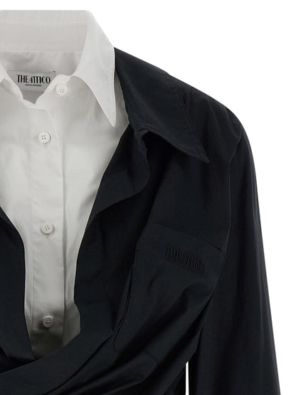 Dress by The Attico for women in stretch cotton bicolour, black & white showcases a striking silhouette, elegantly detailed with a , refined , and a striking short mini for a striking finish.