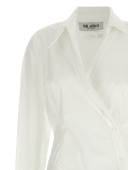 Dress by The Attico for women in stretch cotton white features an sultry silhouette defined by a and , falling to an sultry short mini for a sultry look.