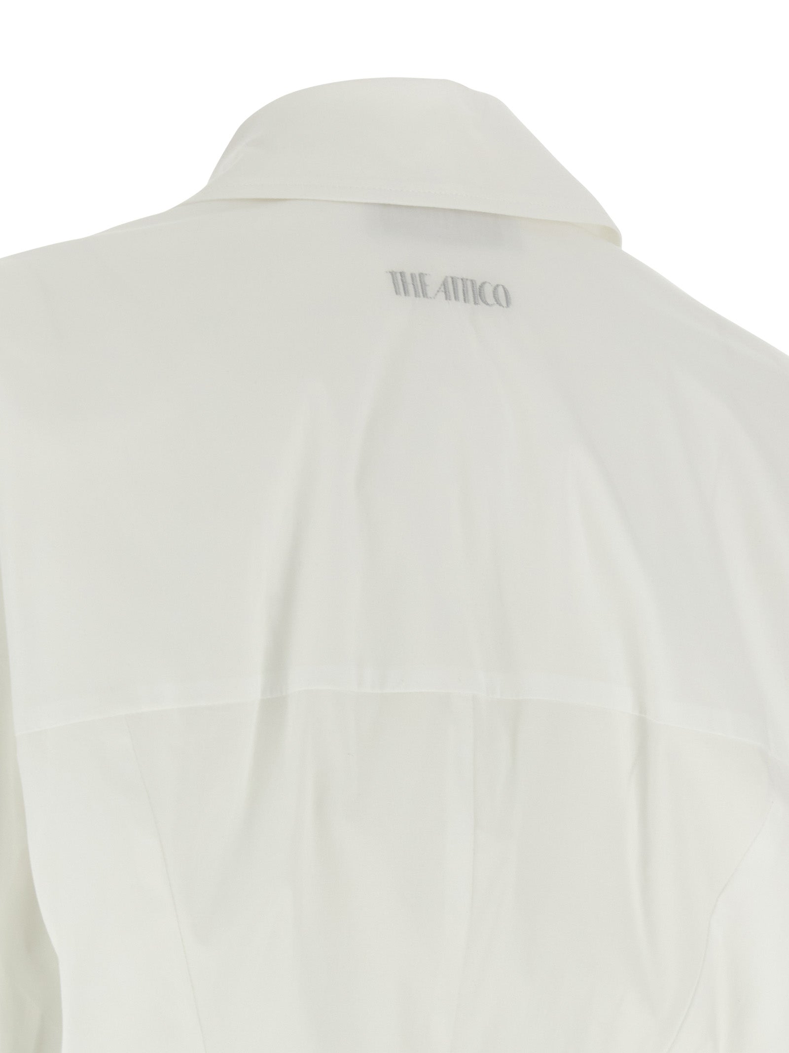 Dress by The Attico for women in stretch cotton white presents a sinuous silhouette, showcasing a sophisticated and detailed with a sinuous short mini for a refined finish.
