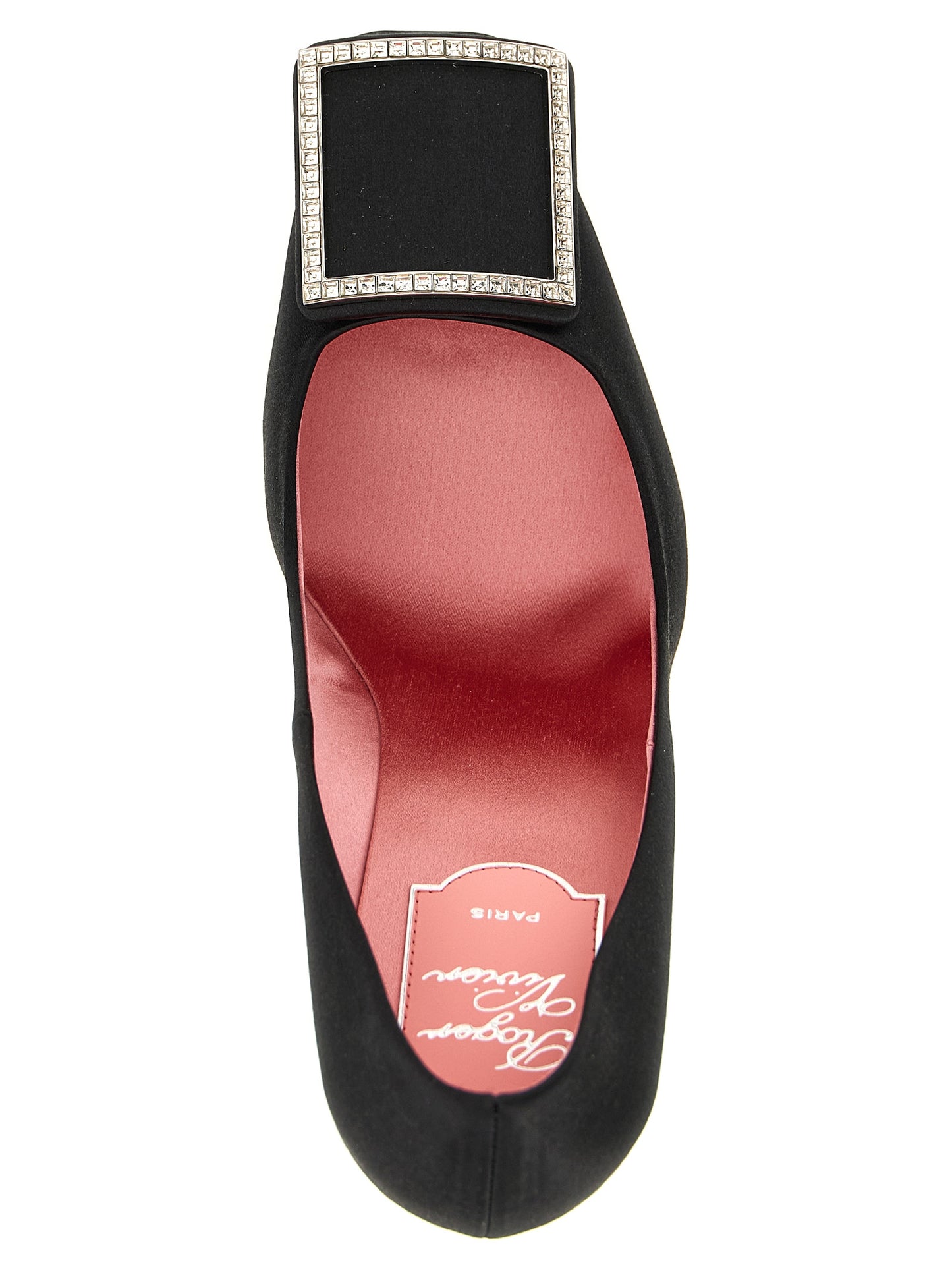 High-Heel Pumps Heels by Roger Vivier for women in silk satin viscose & leather black & signature features a effortless chic silhouette, showcasing the Women's Silk Satin Viscose & Leather High-Heel Pumps Heels design with a effortless chic high-heel and square toe style for a effortless chic finish.