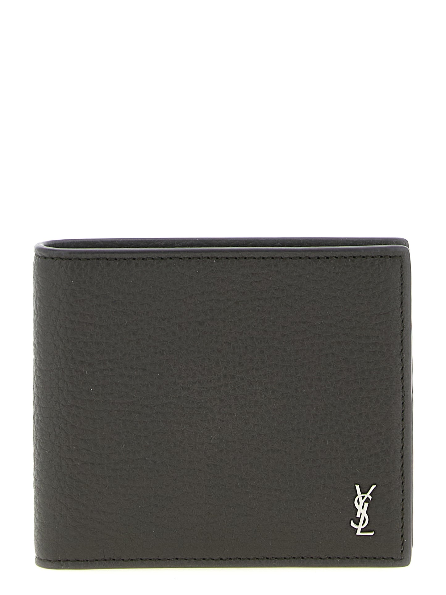 Wallet by Saint Laurent for men in calfskin leather brown showcases a discerning silhouette, artfully capturing the essence of Cassandre Calfskin Leather Wallet with its functional .