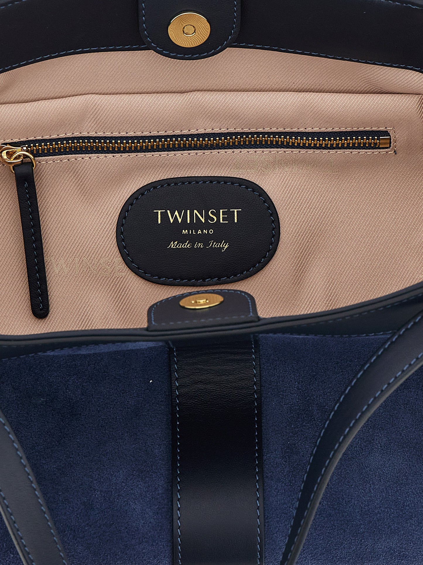 Shoulder Bag by Twinset for women in polyethylene polyurethane suede leather blue presents a versatile silhouette, showcasing a secure magnetic and versatile with versatile shoulder-strap & handle for a sophisticated look.