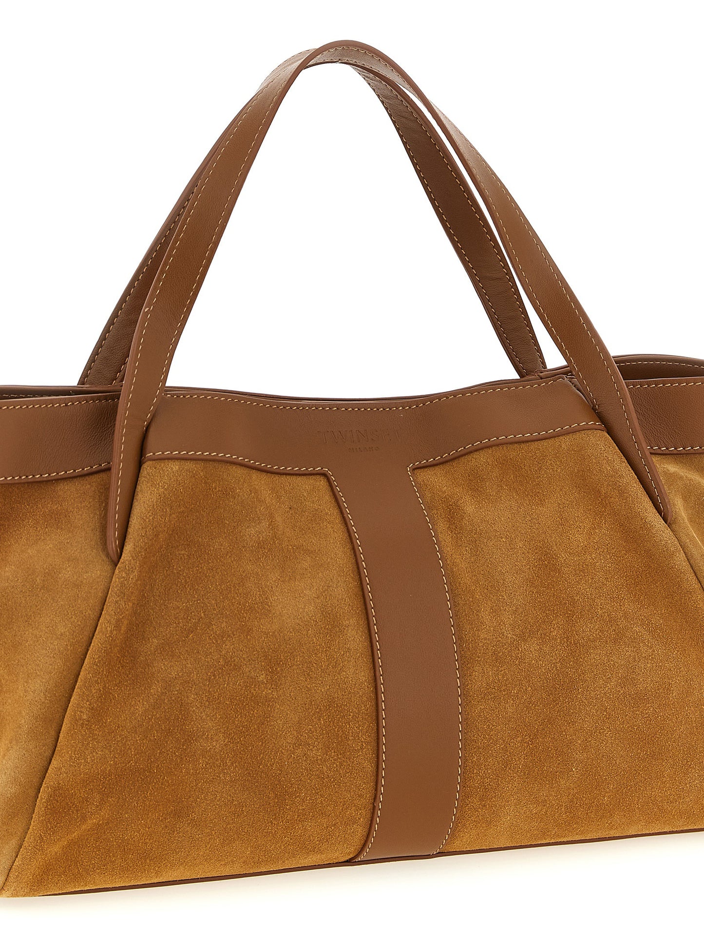 Shoulder Bag by Twinset for women in polyethylene polyurethane suede leather brown features a effortless sophistication silhouette, secured by a magnetic with ample and versatile shoulder-strap & handle for a effortless sophistication finish.