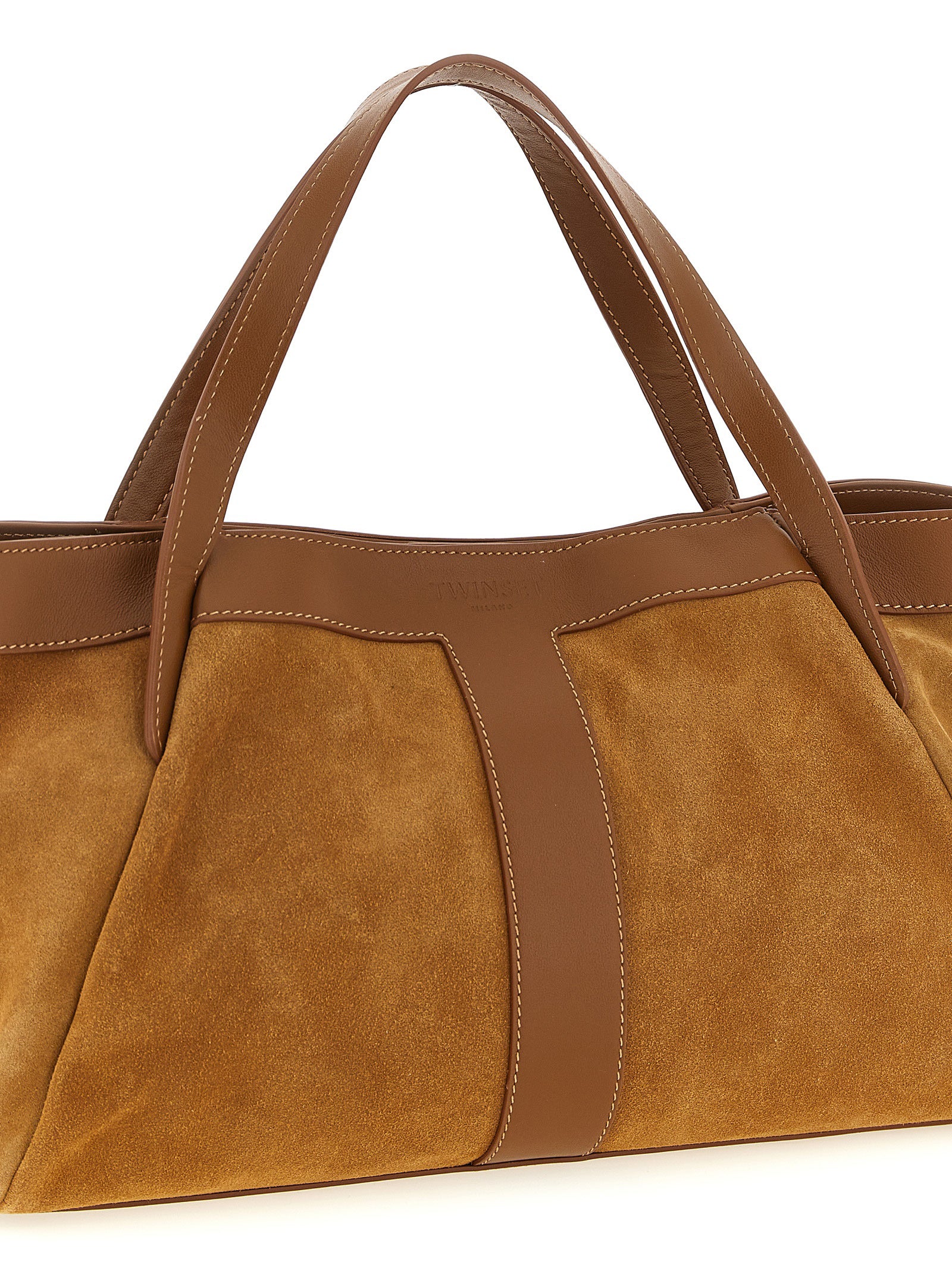 Shoulder Bag by Twinset for women in polyethylene polyurethane suede leather brown features a effortless sophistication silhouette, secured by a magnetic with ample and versatile shoulder-strap & handle for a effortless sophistication finish.