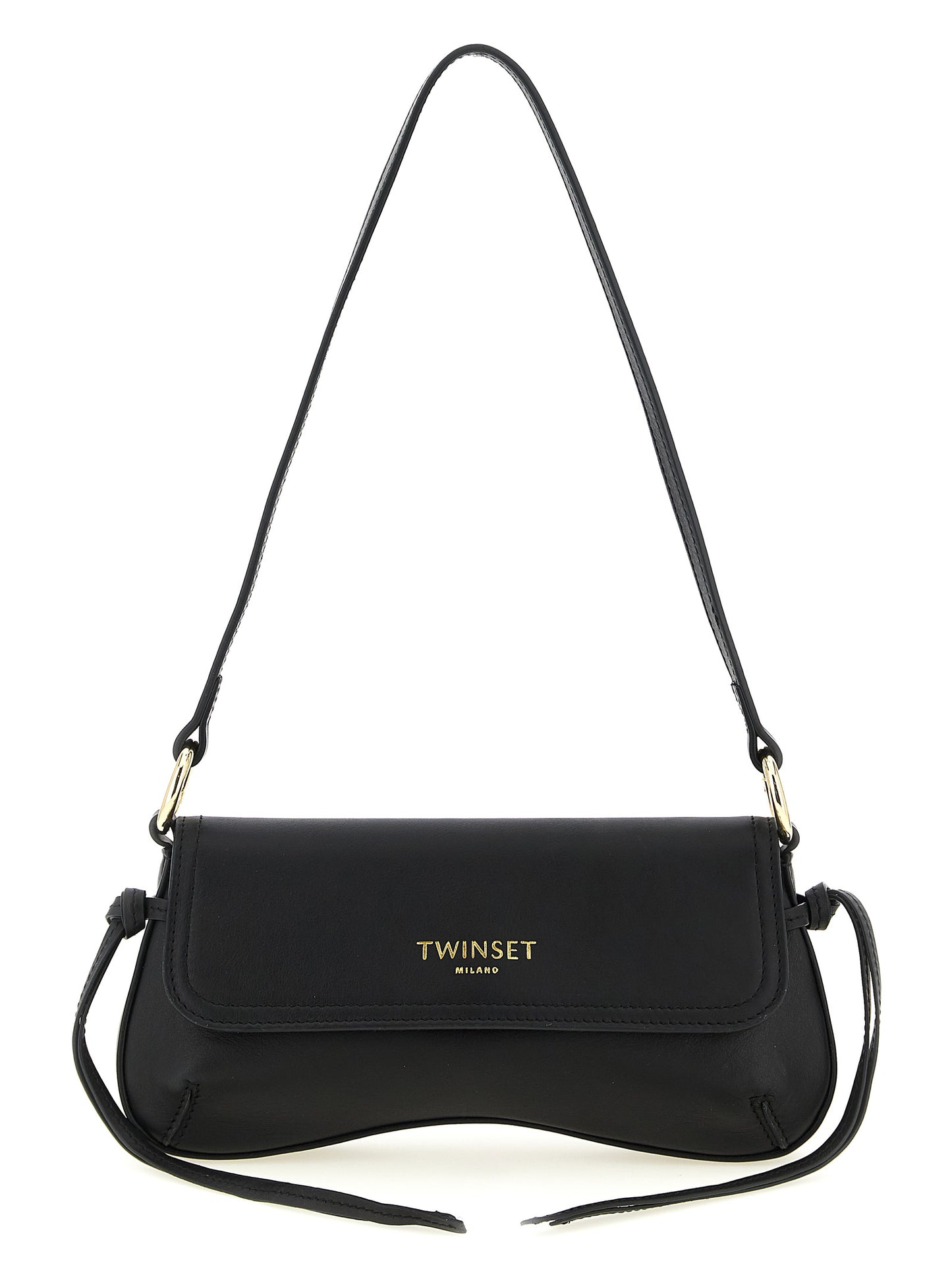 Shoulder Flap Bag by Twinset for women in calf leather black features a enviable silhouette, showcasing a secure flap & magnetic, ample , and enviable shoulder-strap & handle for a enviable finish.