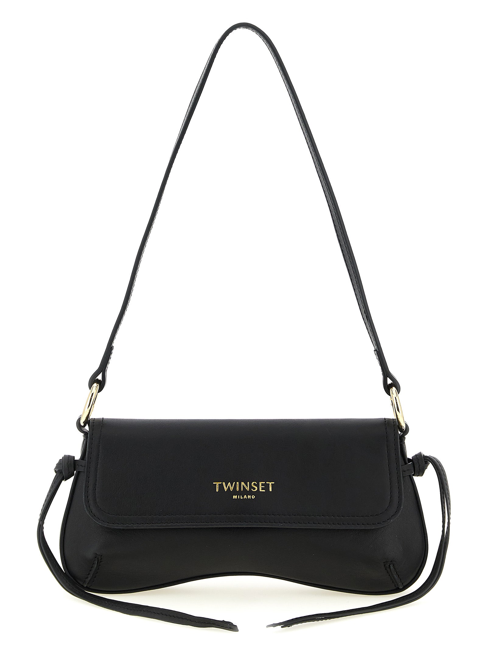 Shoulder Flap Bag by Twinset for women in calf leather black features a enviable silhouette, showcasing a secure flap & magnetic, ample , and enviable shoulder-strap & handle for a enviable finish.