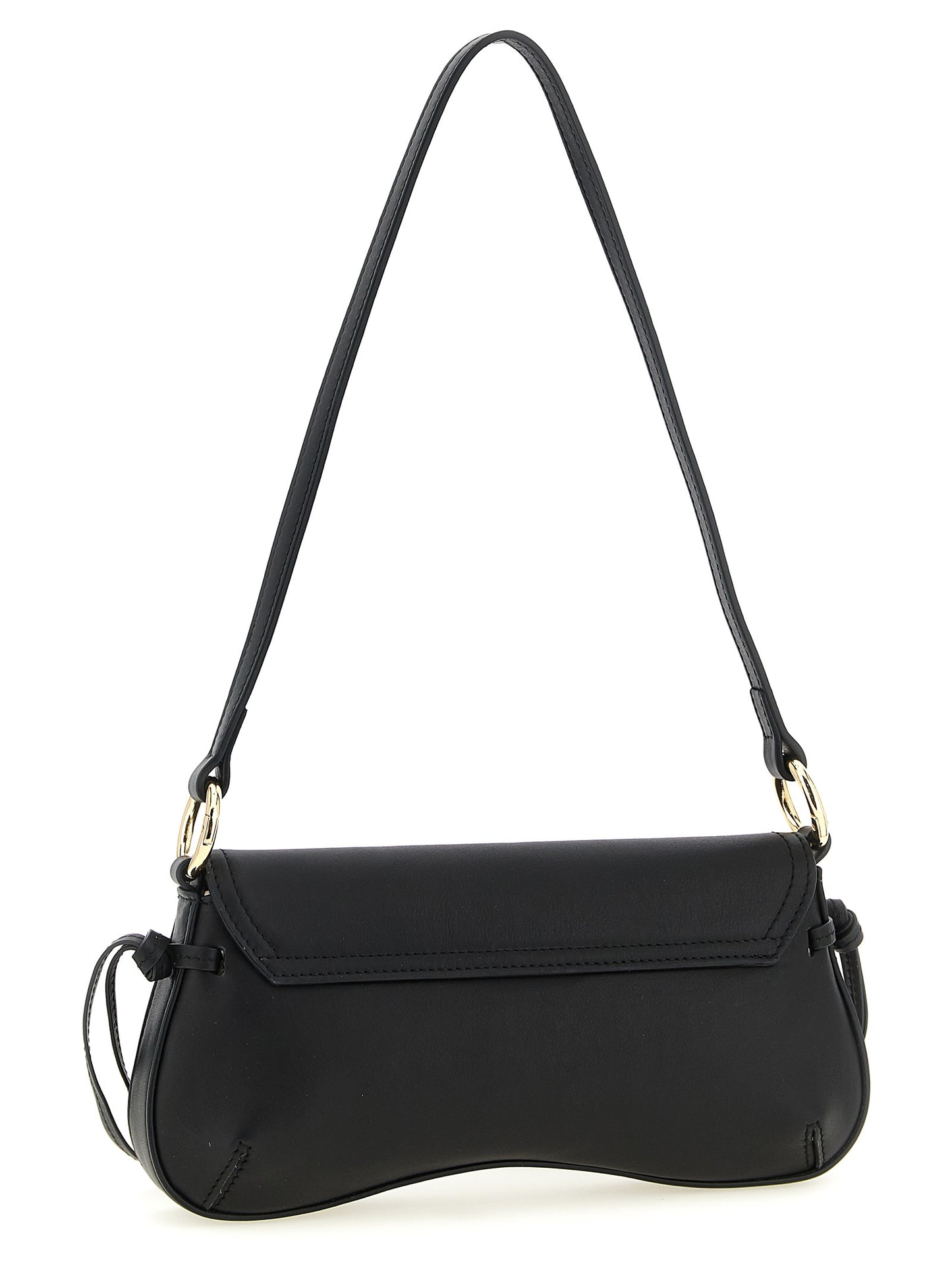 Shoulder Flap Bag by Twinset for women in calf leather black features an effortlessly chic silhouette with a secure flap & magnetic, ample , and versatile shoulder-strap & handle for effortlessly chic everyday luxury.
