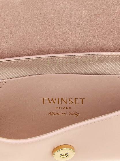 Shoulder Flap Bag by Twinset for women in calf leather multicolor & pink presents a versatile silhouette, showcasing a secure flap & magnetic and versatile with versatile shoulder-strap & handle for a sophisticated look.