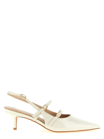 Mid-Heel Stiletto Slingback Pumps Heels by Twinset for women in polyethylene polyurethane faux patent leather white features a effortlessly chic Women's Polyethylene Polyurethane Faux Patent Leather Mid-Heel Stiletto Slingback Pumps Heels design with a sophisticated stiletto mid-heel and elegant pointed toe style.
