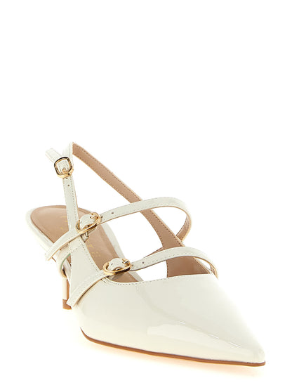 Mid-Heel Stiletto Slingback Pumps Heels by Twinset for women in polyethylene polyurethane faux patent leather white features a effortlessly chic Women's Polyethylene Polyurethane Faux Patent Leather Mid-Heel Stiletto Slingback Pumps Heels design with a sophisticated stiletto mid-heel and elegant pointed toe style.