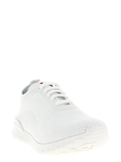 Athletic Sneakers by Kiton for men in stretch cotton white showcases a architectural silhouette, artfully capturing the essence of the Men's Athletic Stretch Cotton Sneakers with its signature architectural athletic style construction.