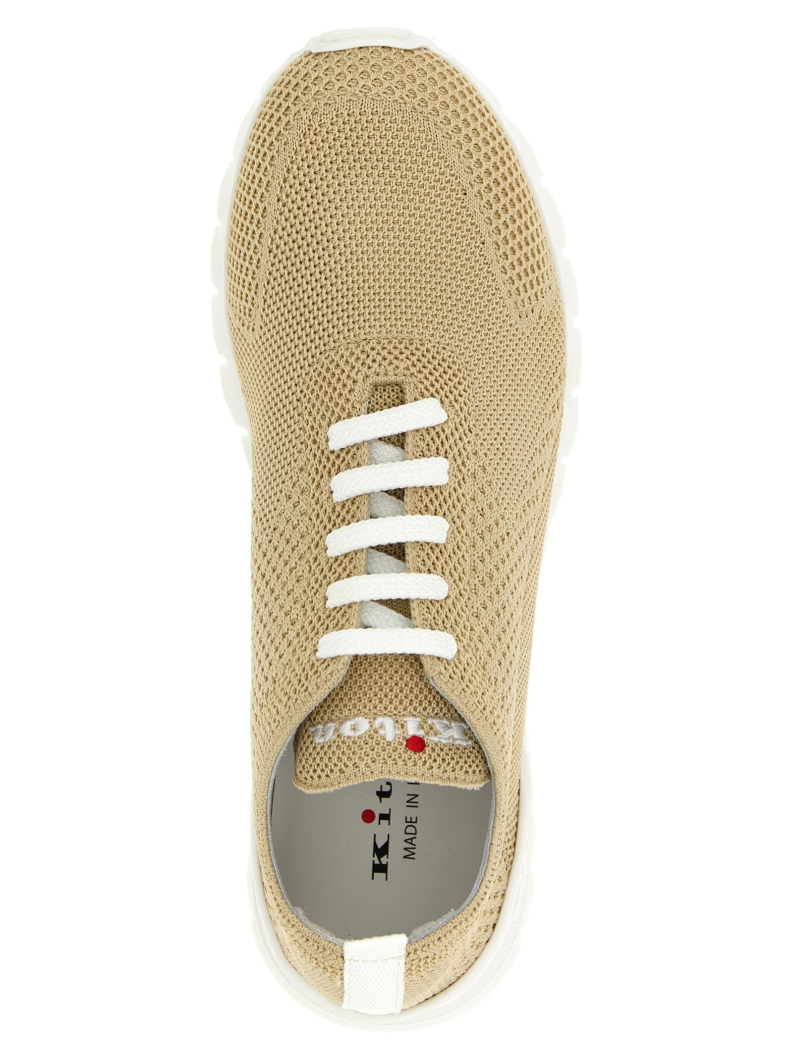 Athletic Sneakers by Kiton for men in stretch cotton beige showcases a architectural silhouette, artfully capturing the essence of the Men's Athletic Stretch Cotton Sneakers with its signature architectural athletic style construction.