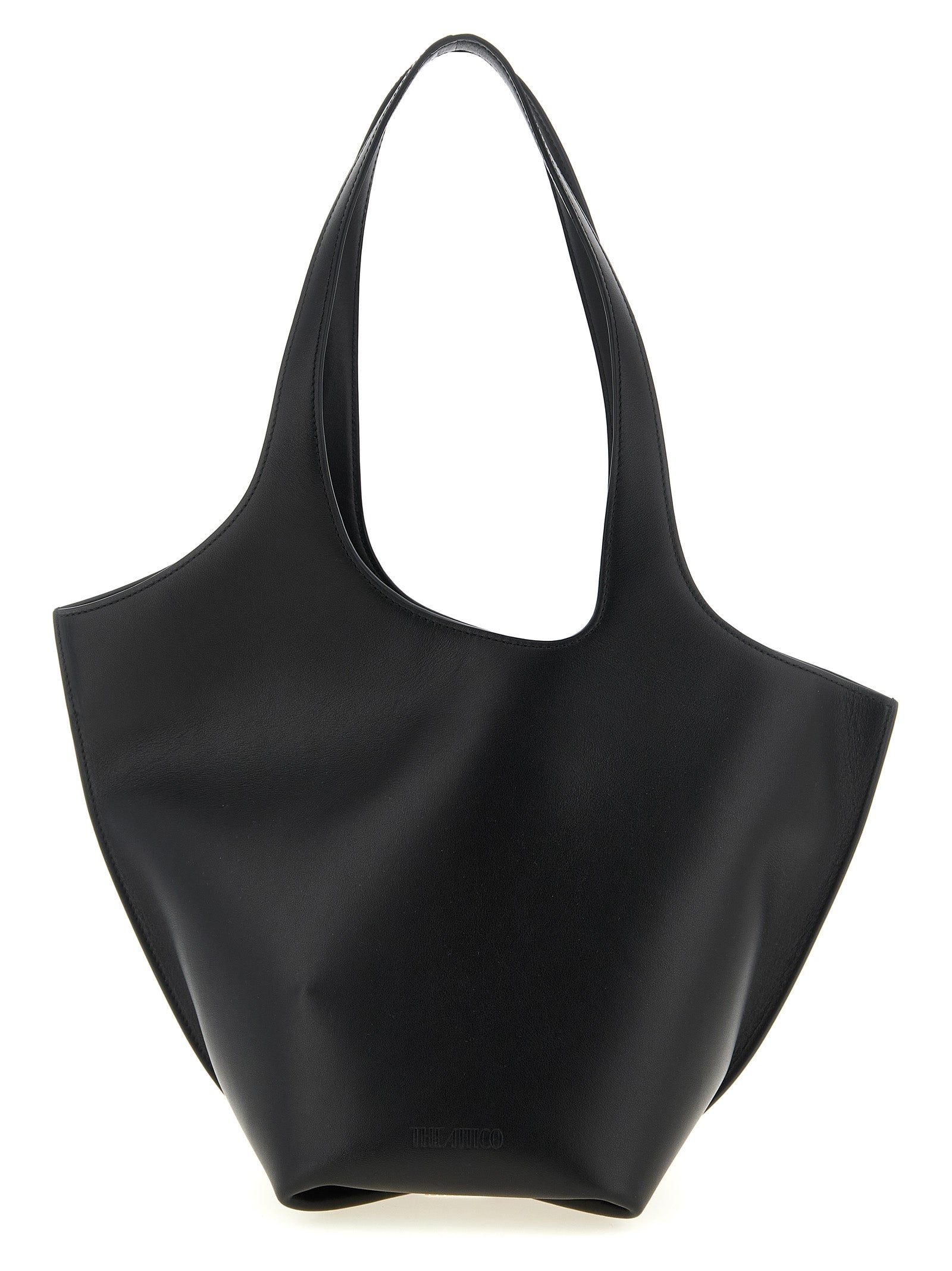 Medium Shoulder Bag by The Attico for women in calfskin leather black showcases a statuesque silhouette, artfully detailed with a secure zipper, organized , and versatile shoulder-strap & handle for a statuesque look.