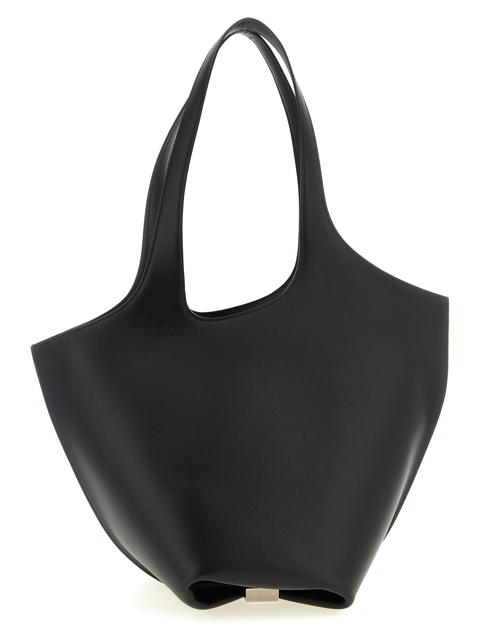 Medium Shoulder Bag by The Attico for women in calfskin leather black features a statuesque silhouette, showcasing a secure zipper and statuesque with versatile shoulder-strap & handle for a statuesque finish.