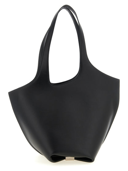 Medium Shoulder Bag by The Attico for women in calfskin leather black features a statuesque silhouette, showcasing a secure zipper and statuesque with versatile shoulder-strap & handle for a statuesque finish.