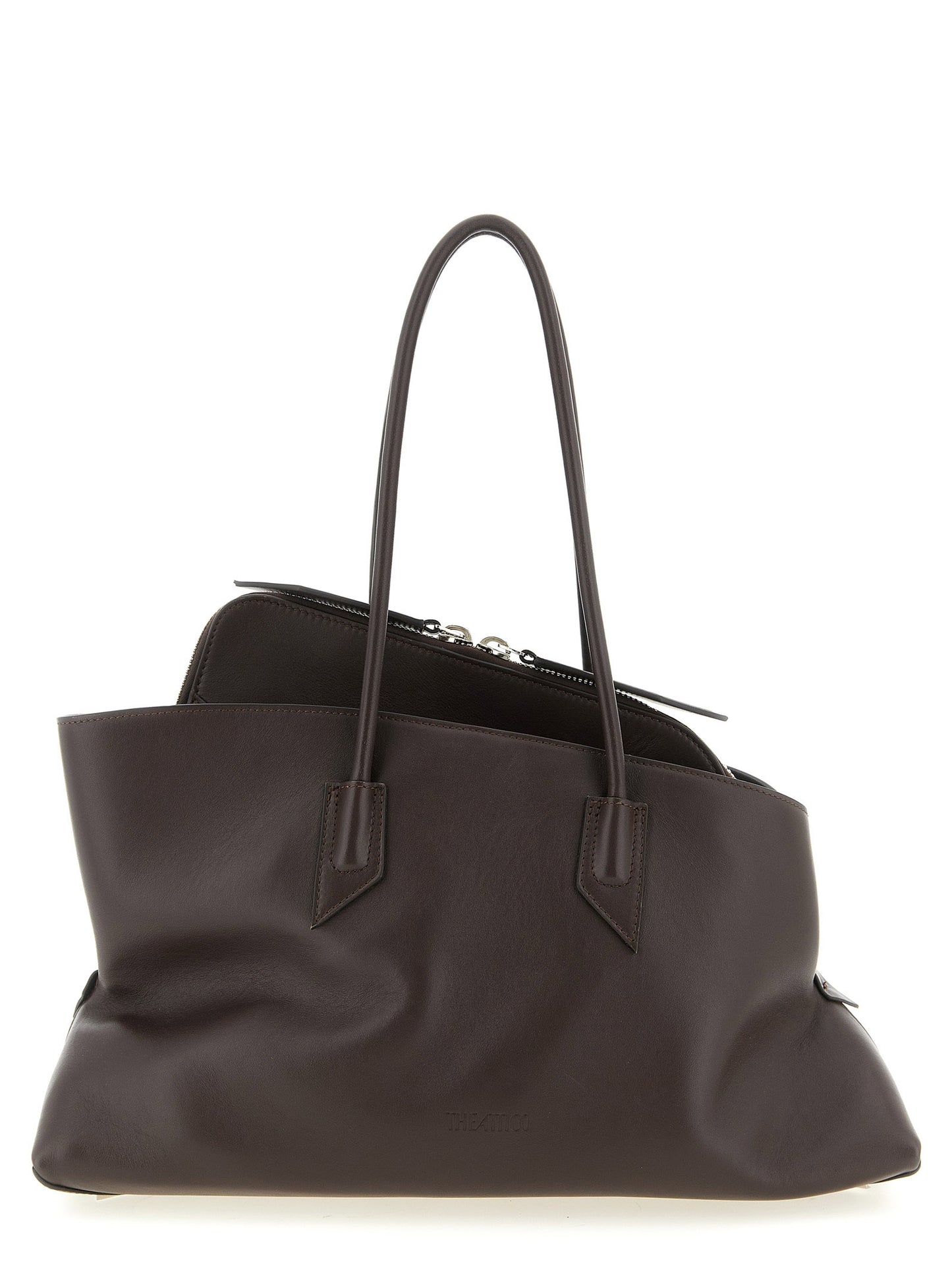 The Attico La Passeggiata Calfskin Leather Medium Shoulder Bag - Brown