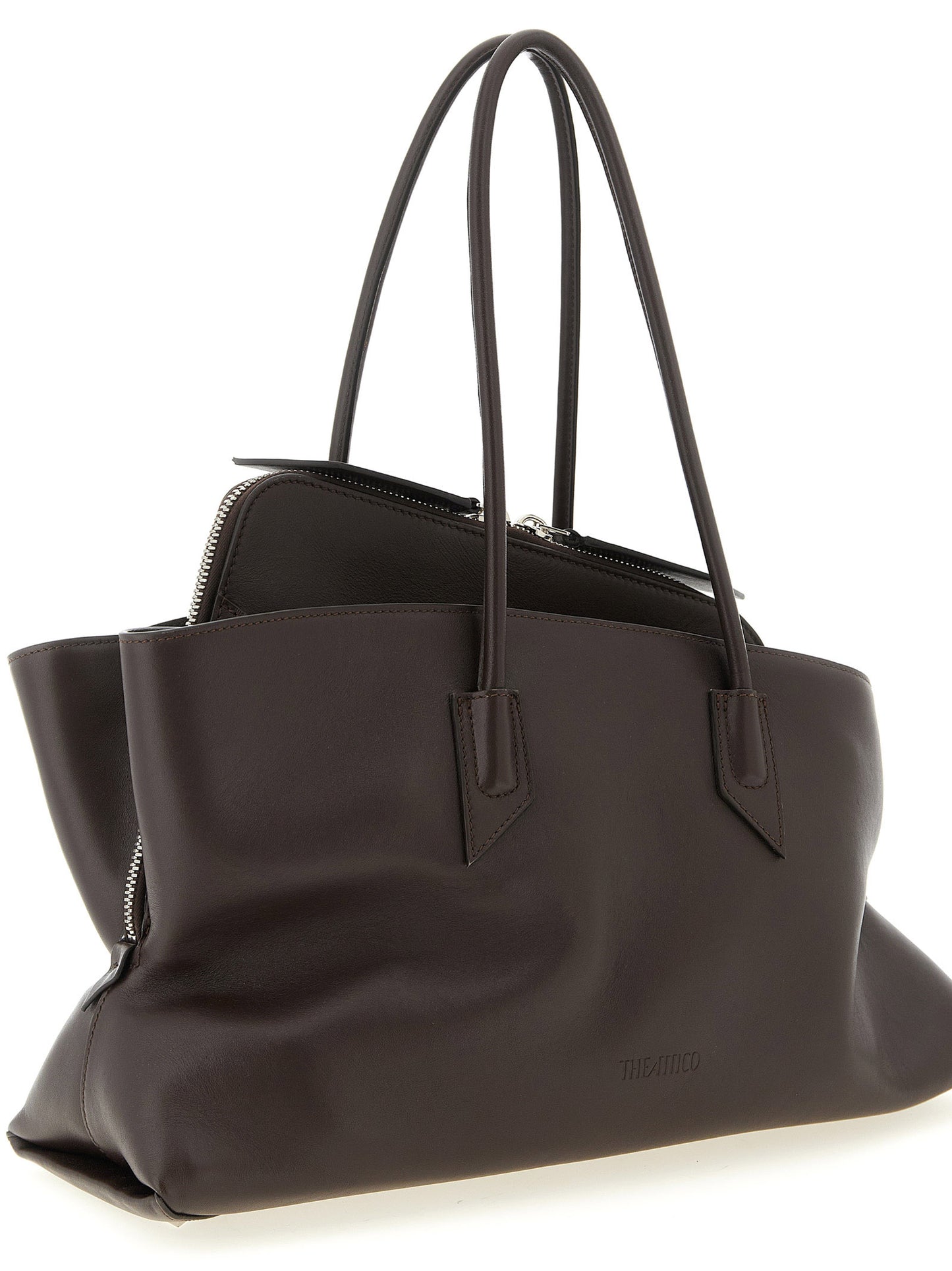 The Attico La Passeggiata Calfskin Leather Medium Shoulder Bag - Brown