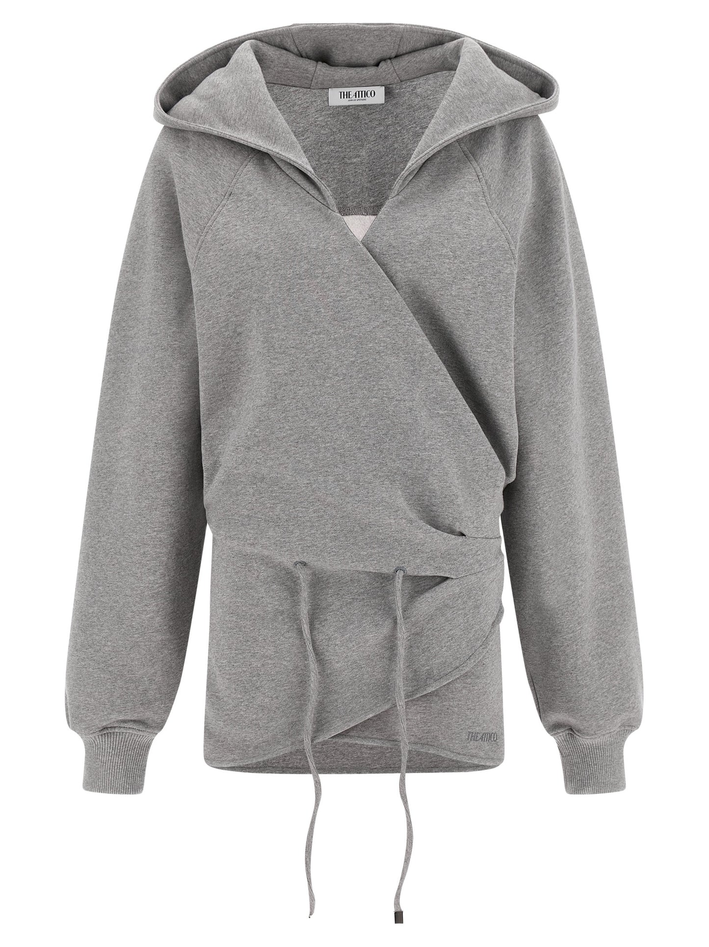 The Attico Women's V Neck &Hooded Cotton Dress - Gray