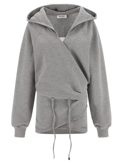 The Attico Women's V Neck &Hooded Cotton Dress - Gray