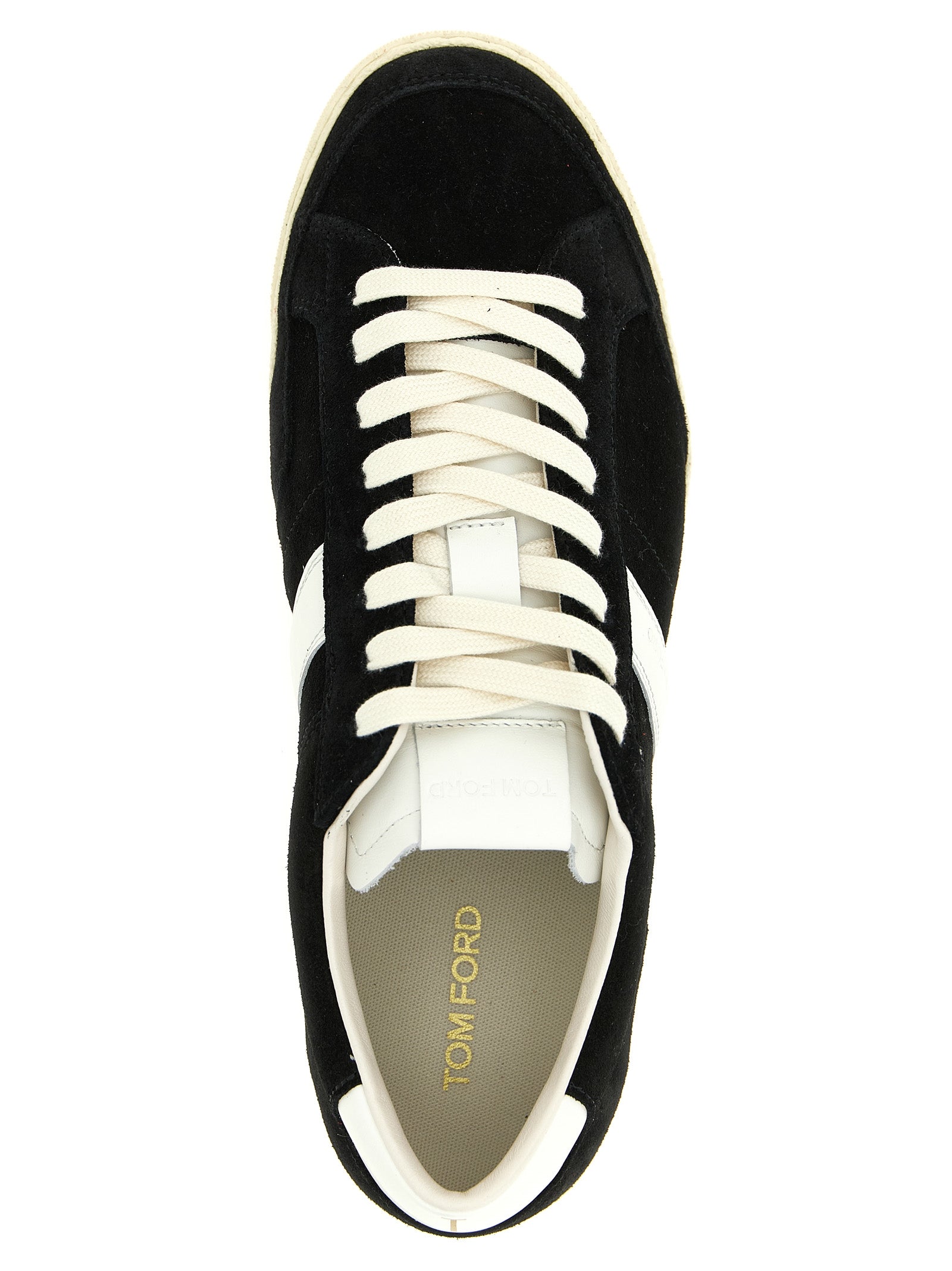 Sneakers by Tom Ford for men in suede leather & rubber bicolour, black & white features an fashionable silhouette, showcasing the premium Blake Men's Low Top Suede Leather & Rubber Sneakers in a fashionable low-top style that offers a fashionable finish for refined style.