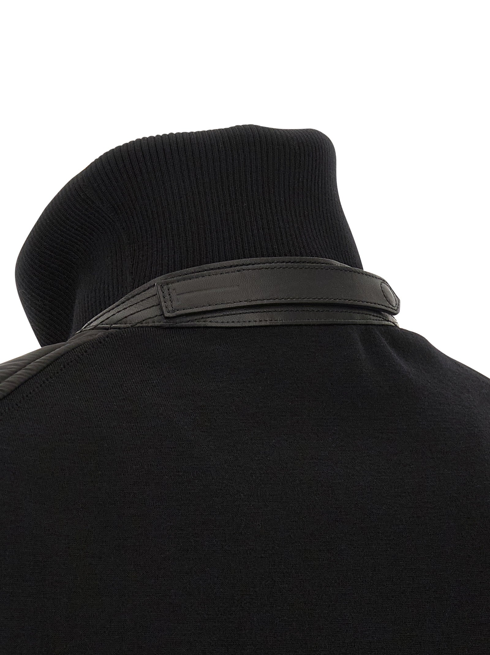 Bomber Jacket by Tom Ford for men in nylon polyamide leather & merino wool black features a dramatic silhouette, showcasing a sophisticated and distinctive pockets & insulated for a dramatic aesthetic.
