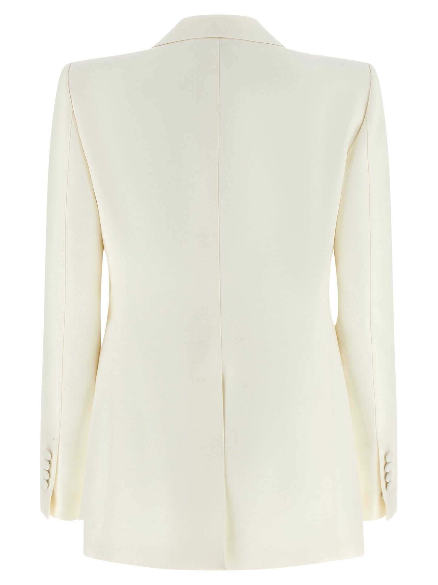 Blazer by Tom Ford for women in silk cotton viscose wool white showcases a discerning silhouette, elegantly detailed with a sophisticated split neckline and premium for a truly discerning finish.
