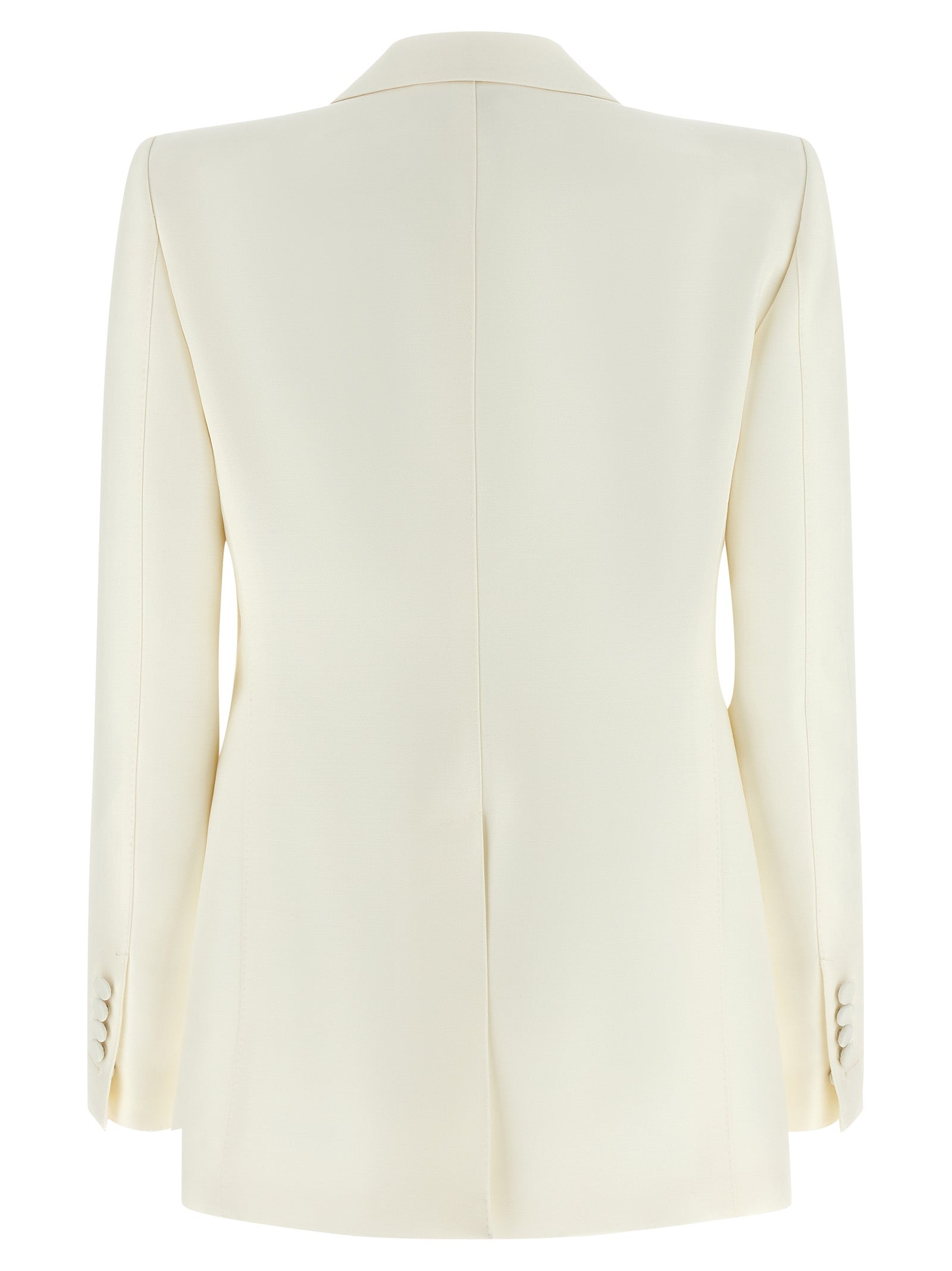 Blazer by Tom Ford for women in silk cotton viscose wool white showcases a discerning silhouette, elegantly detailed with a sophisticated split neckline and premium for a truly discerning finish.