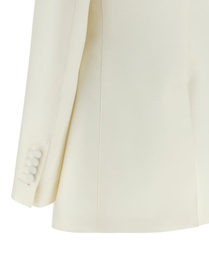 Blazer by Tom Ford for women in silk cotton viscose wool white presents a distinguished silhouette, detailed with a distinguished and distinctive for a truly sophisticated finish.