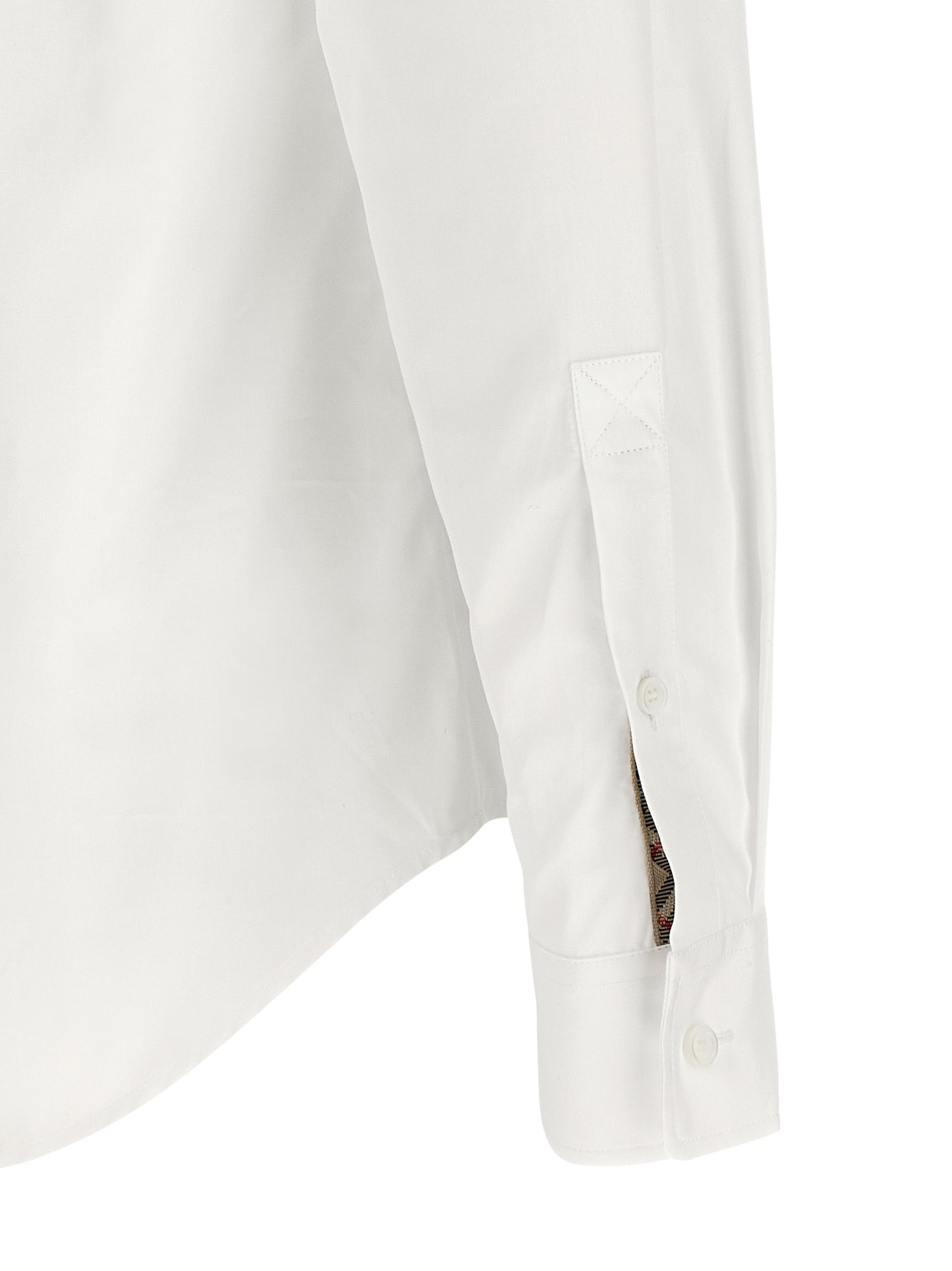 Shirt by Burberry for men in cotton white showcases a sleek silhouette, elegantly detailed with a sleek and for a sleek finish.